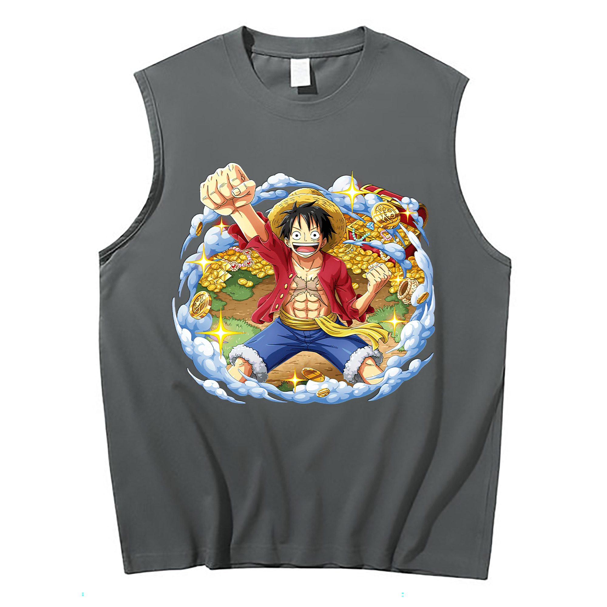 ワンピース モンキー・D・ルフィ ONE PIECE Monkey D. Luffy コットン100％タンクトップ（フロントプリント）
